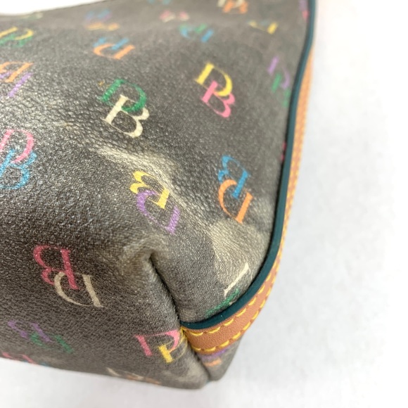Dooney Bourke Vintage Rainbow Logo Coated Canvas Small Shoulder Bag Rainbow Zip - Picture 12 of 13